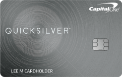 Capital One Quicksilver Cash Rewards for Good Credit logo.