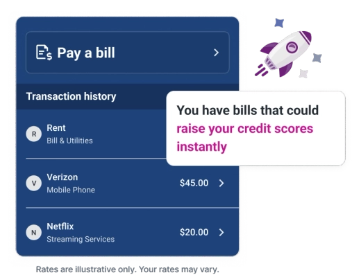 Graphic screen pay bill and boost.