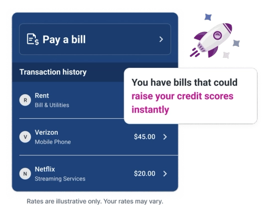 Graphic screen pay bill and boost.