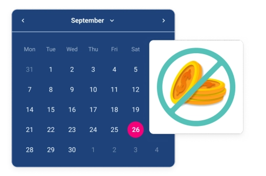 Graphic screen calendar no fee.