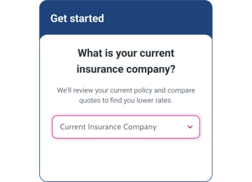 Graphic auto insurance qustion 1 screen.