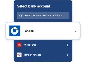 Graphic boost select bank account screen.