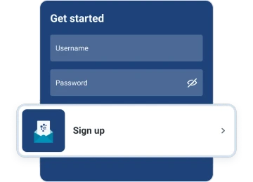 Graphic sign up screen.
