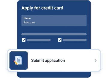 Graphic credit card submit application screen.